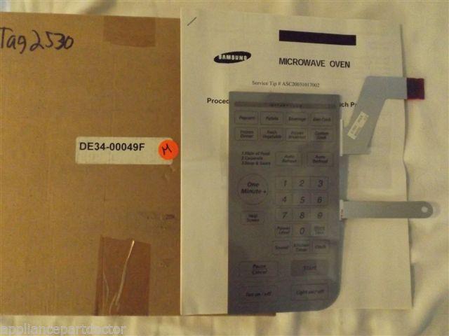 SAMSUNG MICROWAVE DE34-00049F Touch Pad Membrane NEW IN BOX SAMSUNG MICROWAVE DE34-00049F Touch Pad Membrane NEW IN BOX